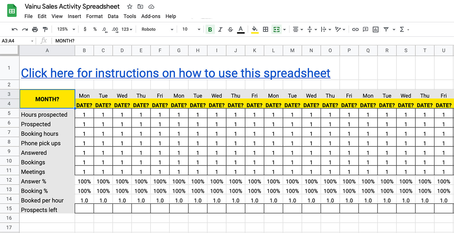 How To Keep Track Of Your Sales Activity With One Spreadsheet