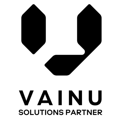 Vainu solutions partner badge square pink background