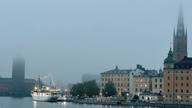 Stockholm waterfront at blue hour