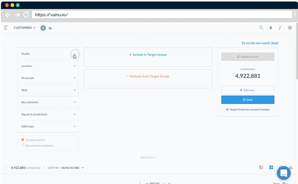 Exclude companies using a specific technology